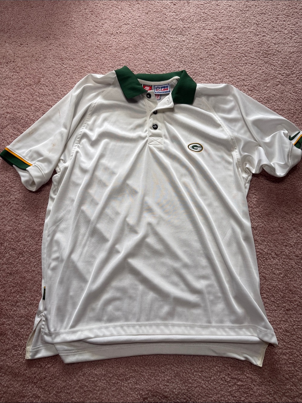 Nike White Green Polo Shirt - Green Bay Logo